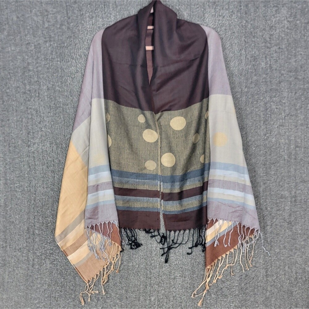 100% Pashmina Scarf Wrap Multi-Color Fringed Boho Shawl 54" x 60"